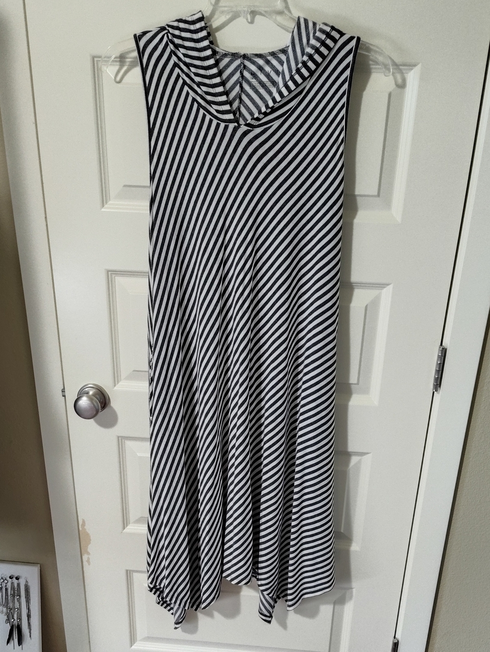 Livi Active Black and White Striped Sleeveless Midi Dress